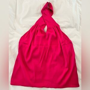 Pink Pleated Halter Top superdown